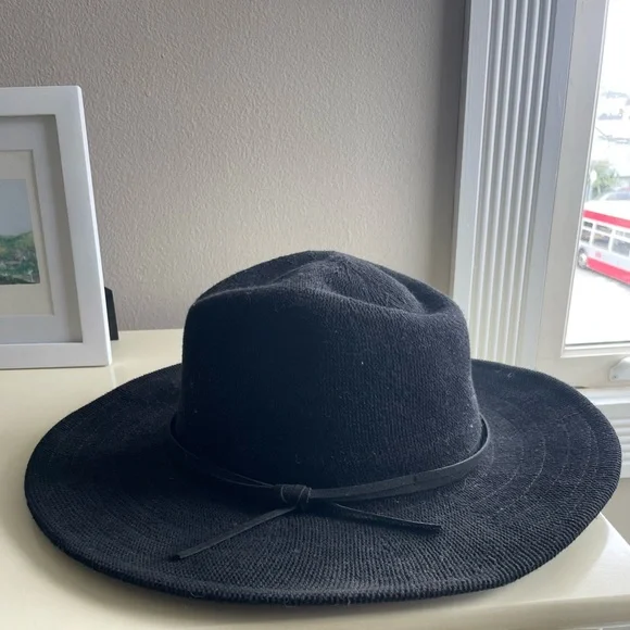 Anthropologie Rancher Nubby Packable Hat / Black 2 RANCHER HAT O/S NUBBY PACKABLE ANTHROPOLOGIE BAND Kindol  main image 3